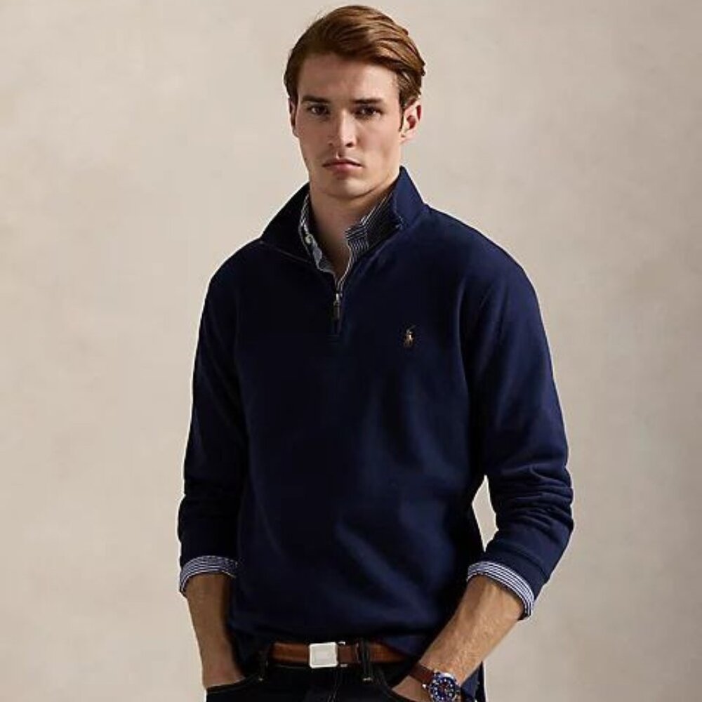 $135 Polo Ralph Lauren Estate-Rib Quarter-Zip Pullover Navy Size S , M,XL